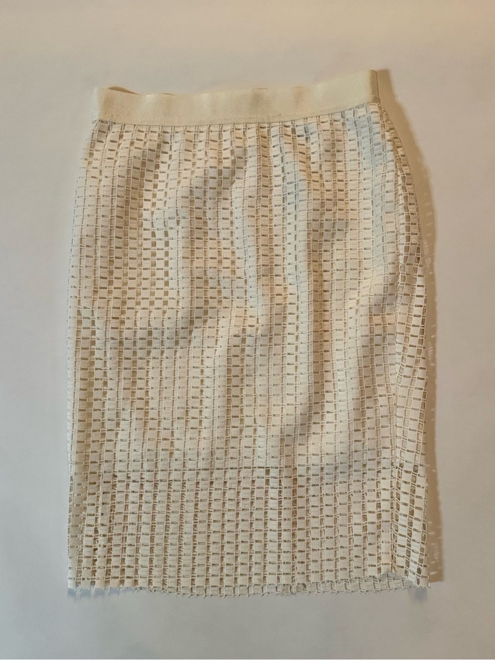 Ann Taylor Women’s Cream Crochet Pencil Skirt